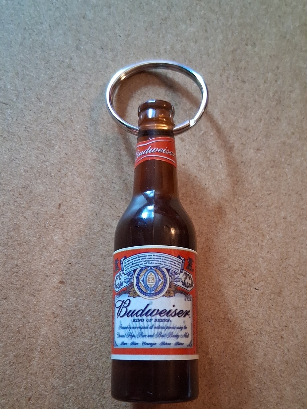 Budweiser Brown and Red Bottle Keychain